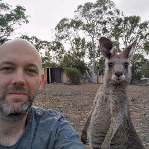 Climate Save organizer Tim Verhoef with kangaroo