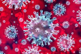 Digital illustration of a microscopic germ, like coronavirus