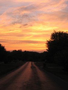Sunset over a country road Sunset over a country road