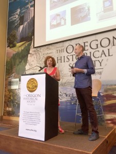 Anina Bennett and Paul Guinan at the Comic City USA exhibition of Pacific Northwest cartoonists at the Oregon Historical Society in Portland
