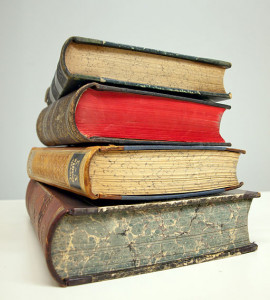 stack of old books