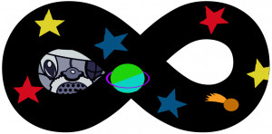 An infinity symbol with the Self Help Radio logo peeking through.