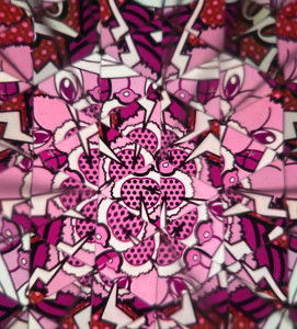 A kaleidoscopic view of the Self Help Radio logo.
