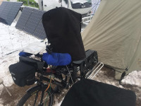 Mobile phone charging booth keeps Standing Rock connected.