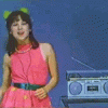 Lady dancing to the radio, animated